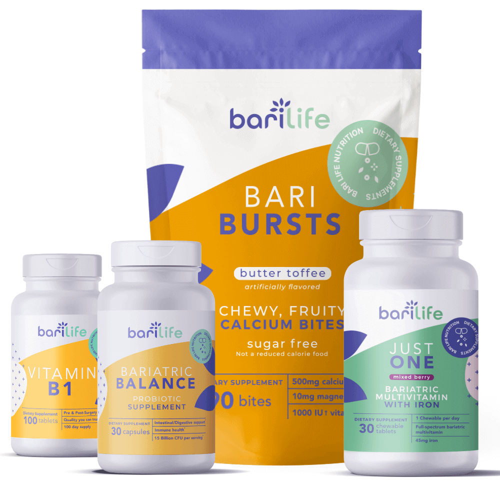 BariLife butter toffee calcium bites and multivitamins